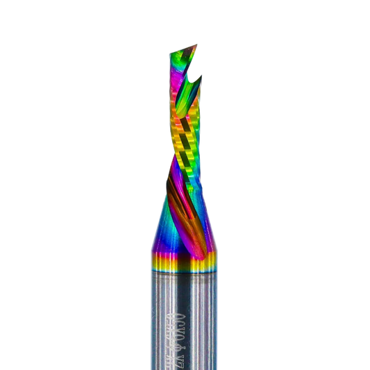Atlas Tools Router Bit CS 3.175x12x6D DLC Coated Closeup Top View