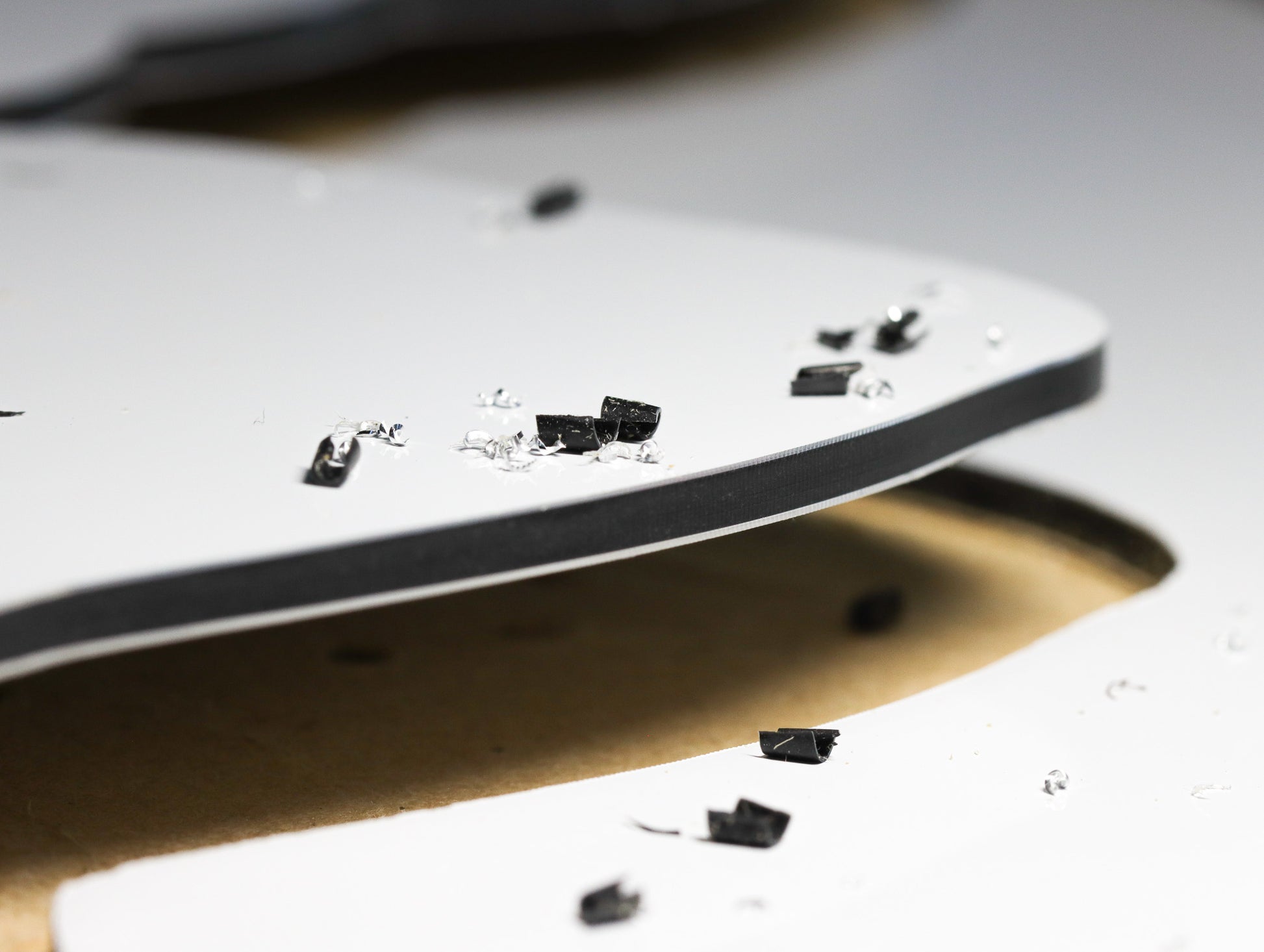 Atlas Tools Compression Spiral 1F 3.175x12 (DLC Coating) ULTRACLEAN for ACM and ACP view of very clean cut edge from a distance