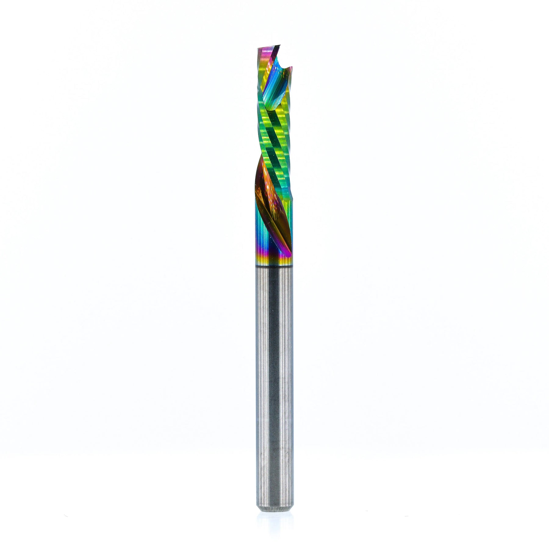 Atlas Tools Compression Spiral 1F 3.175x12 (DLC Coating) ULTRACLEAN for ACM and ACP full view of tool at rotation 1