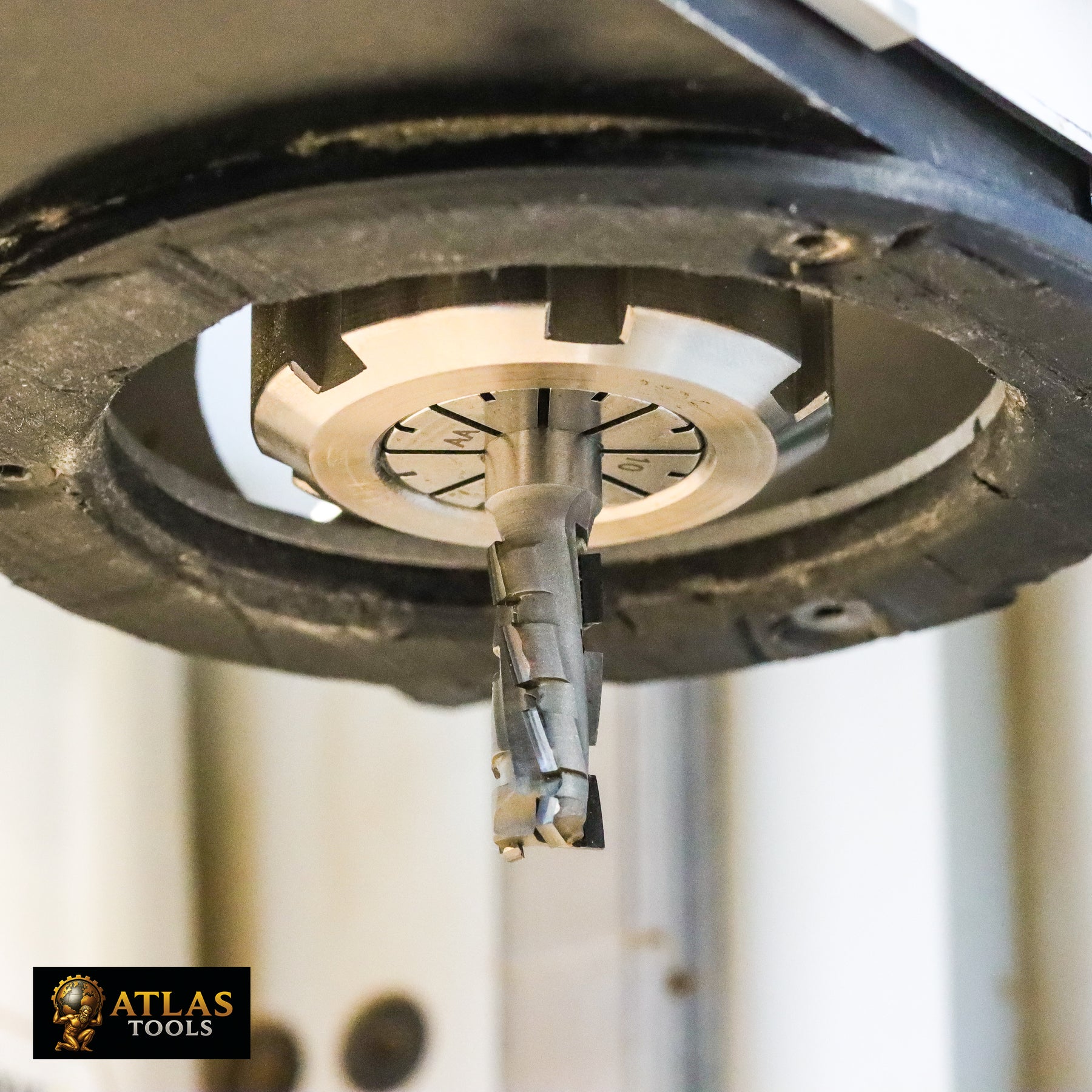 Atlas Tools Compression Spiral PCD 10x25 Ultrafast In Tool Holder Side View 1