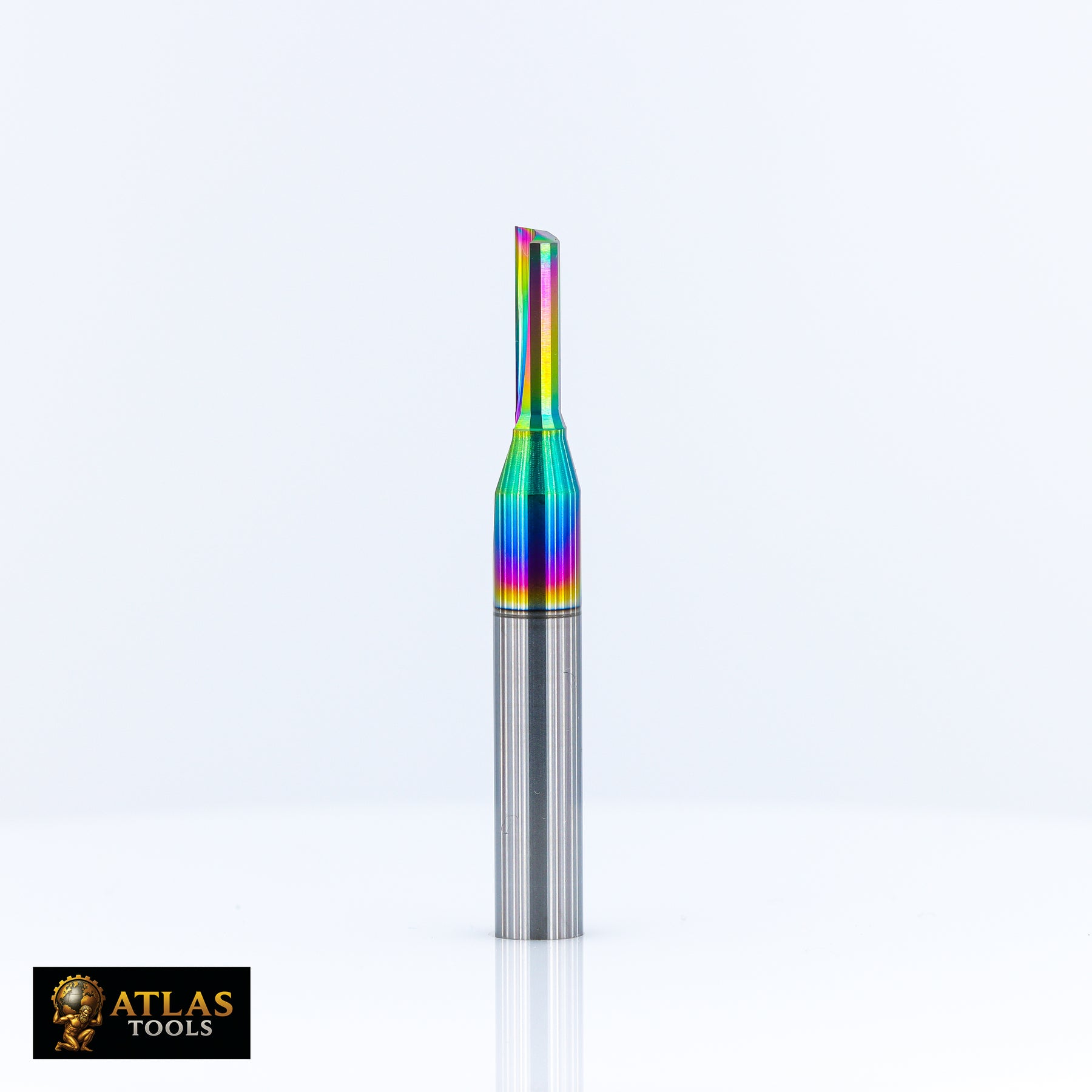 Atlas Tools Straight Flute Router Bit 4x12 DLC 1F Full Side View Rotation 3