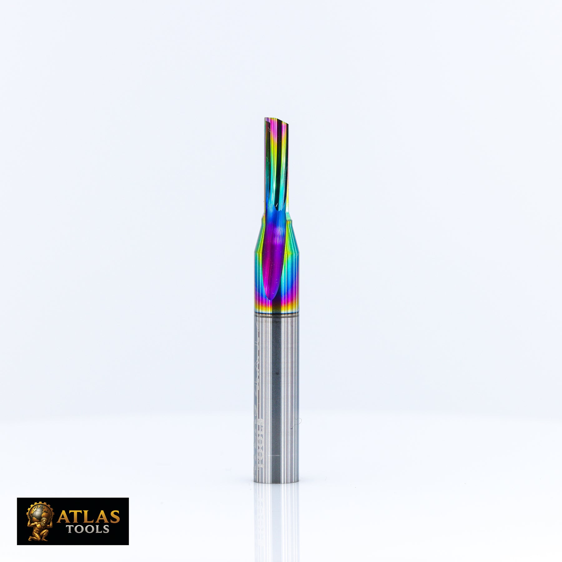 Atlas Tools Straight Flute Router Bit 4x12 DLC 1F Full Side View Rotation 2