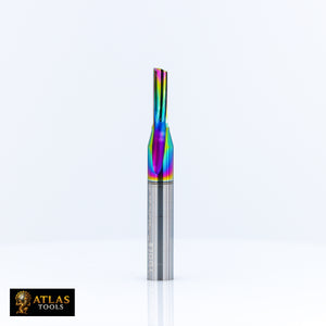Atlas Tools Straight Flute Router Bit 4x12 DLC 1F Full Side View Rotation 2