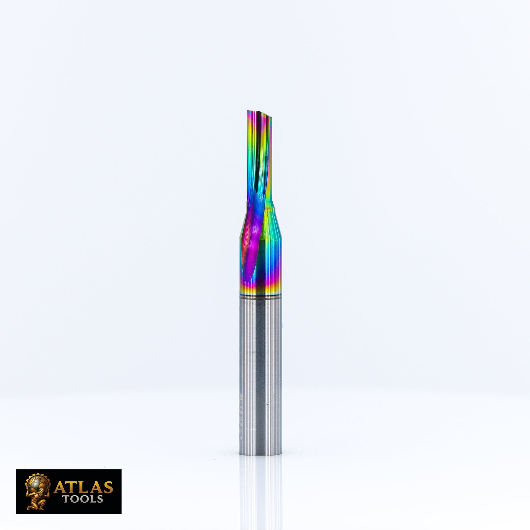 Atlas Tools Straight Flute Router Bit 4x12 DLC 1F Full Side View Rotation 1