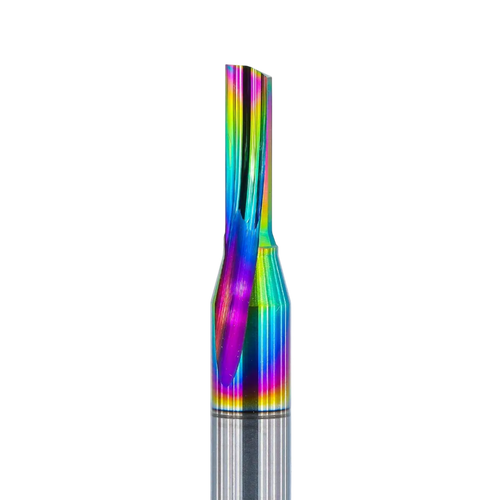 Atlas Tools Straight Flute Router Bit 4x12 DLC 1F Top Half View Closeup