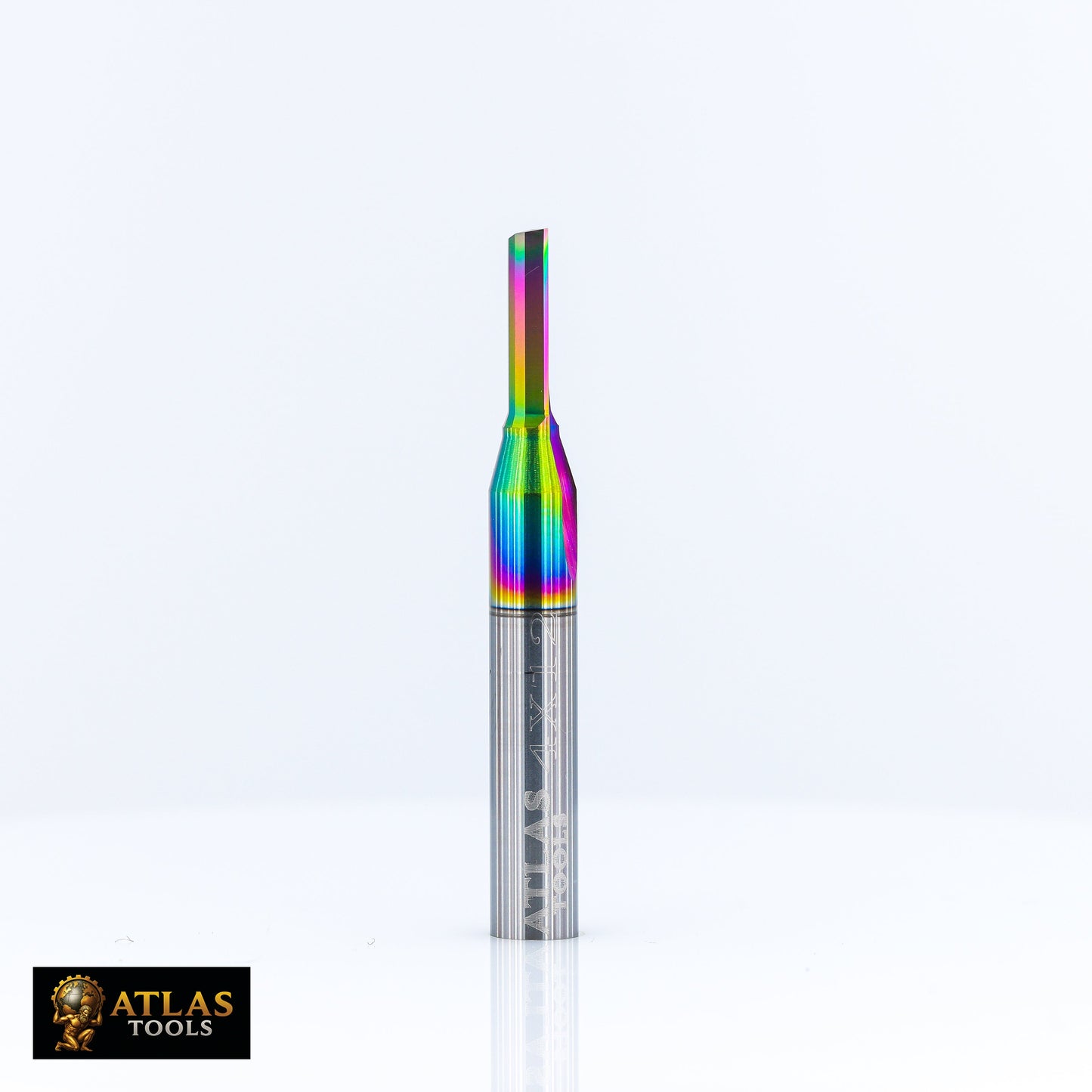 Atlas Tools Straight Flute Router Bit 4x12 DLC 1F Full Side View Rotation 4