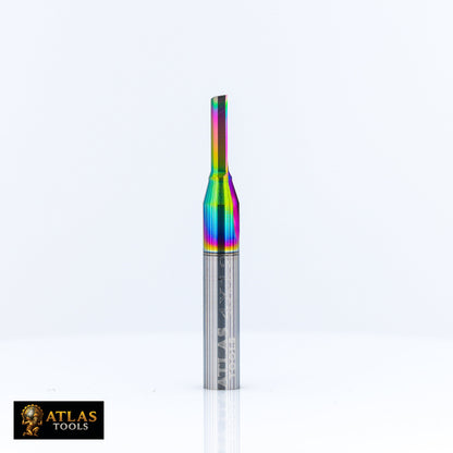 Atlas Tools Straight Flute Router Bit 4x12 DLC 1F Full Side View Rotation 4