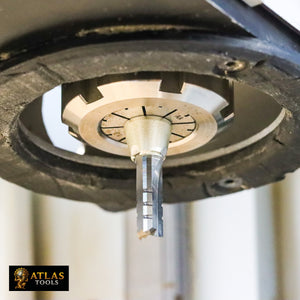 Atlas Tools TCT Router Bit 6x22 In Tool Holder Close Up
