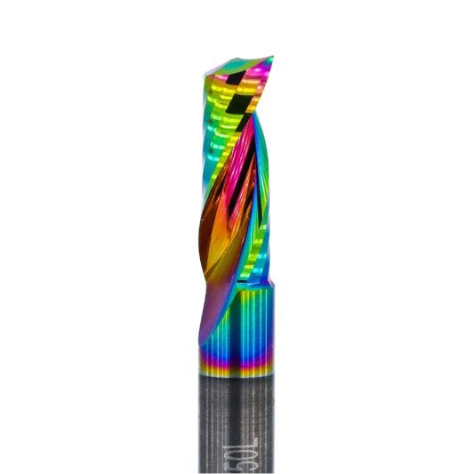 Atlas Tools Up Spiral Router Bit 6x17 DLC Coating Ultrapolish MAINSHOT CLOSEUP