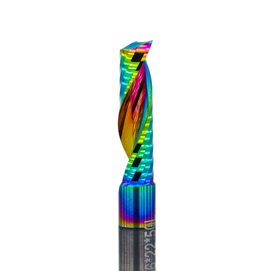 Atlas Tools Up Spiral Router Bit 6x22 DLC ULTRAPOLISHED CLOSEUP