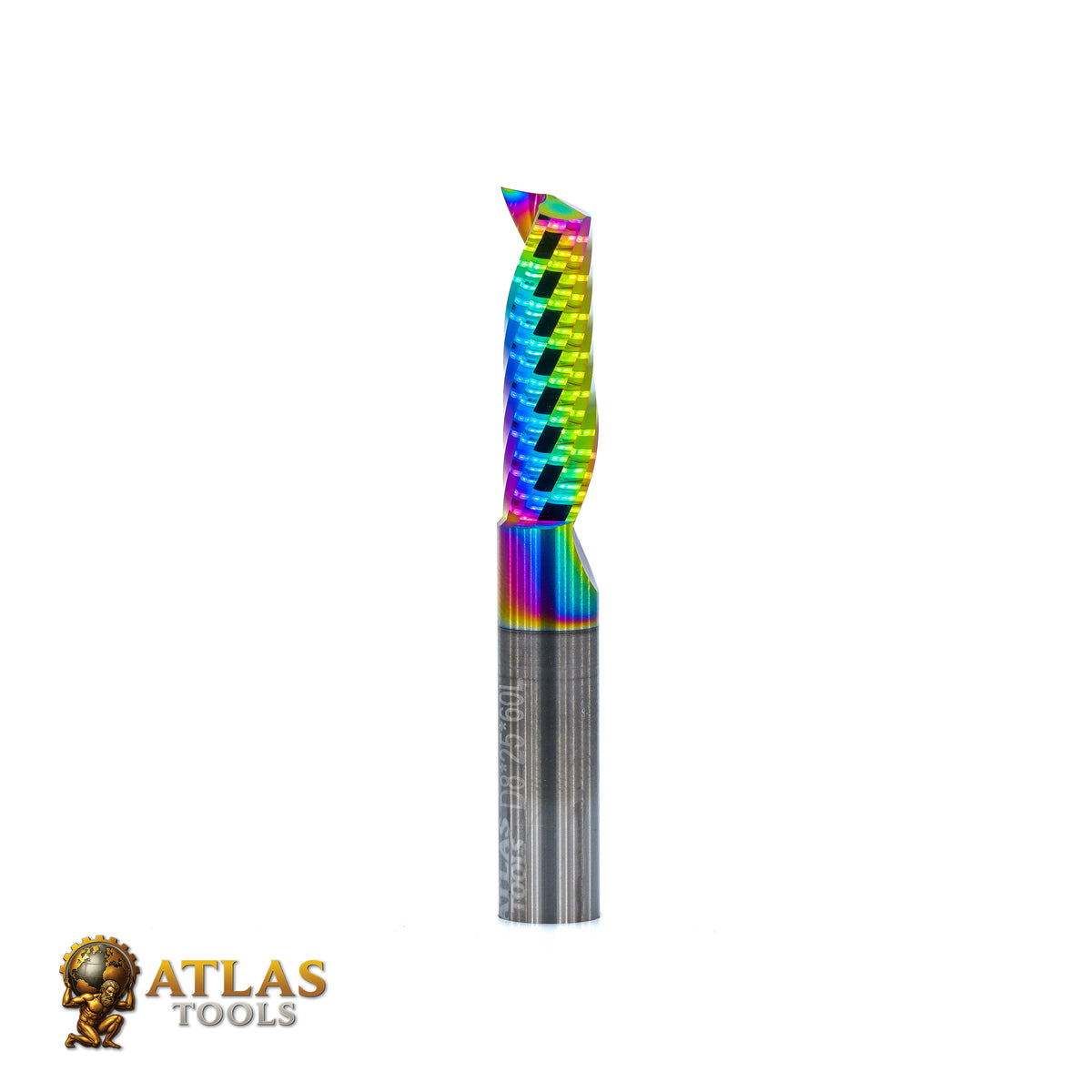 Atlas Tools Up Spiral Router Bit 8x25 DLC Coated Ultrapolished 