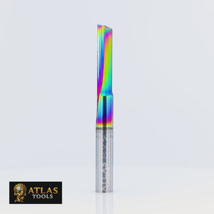 Atlas Tools Straight Flute Router Bit  6x22 DLC 1F Video Rotating 360 Degrees