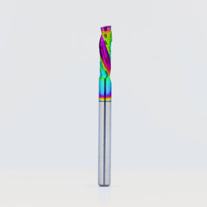 Atlas Tools Compression Spiral 1F 3.175x12 (DLC Coating) ULTRACLEAN for ACM and ACP viewed from all Sides rotating Close-up