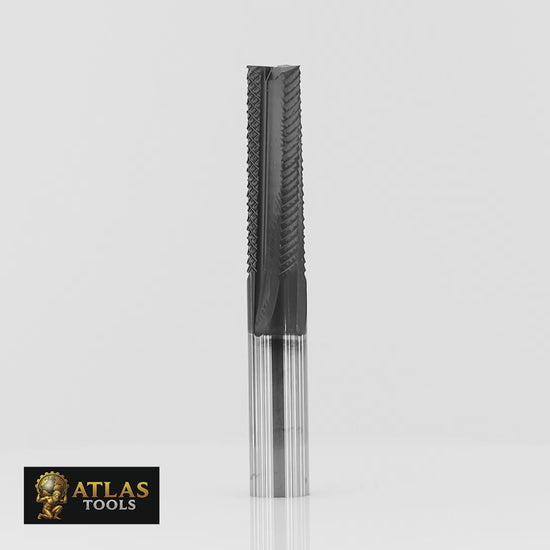 Atlas Tools Composite 8x25 Router Bit 4F CVD Diamond Coated Video Rotating 360 Degrees
