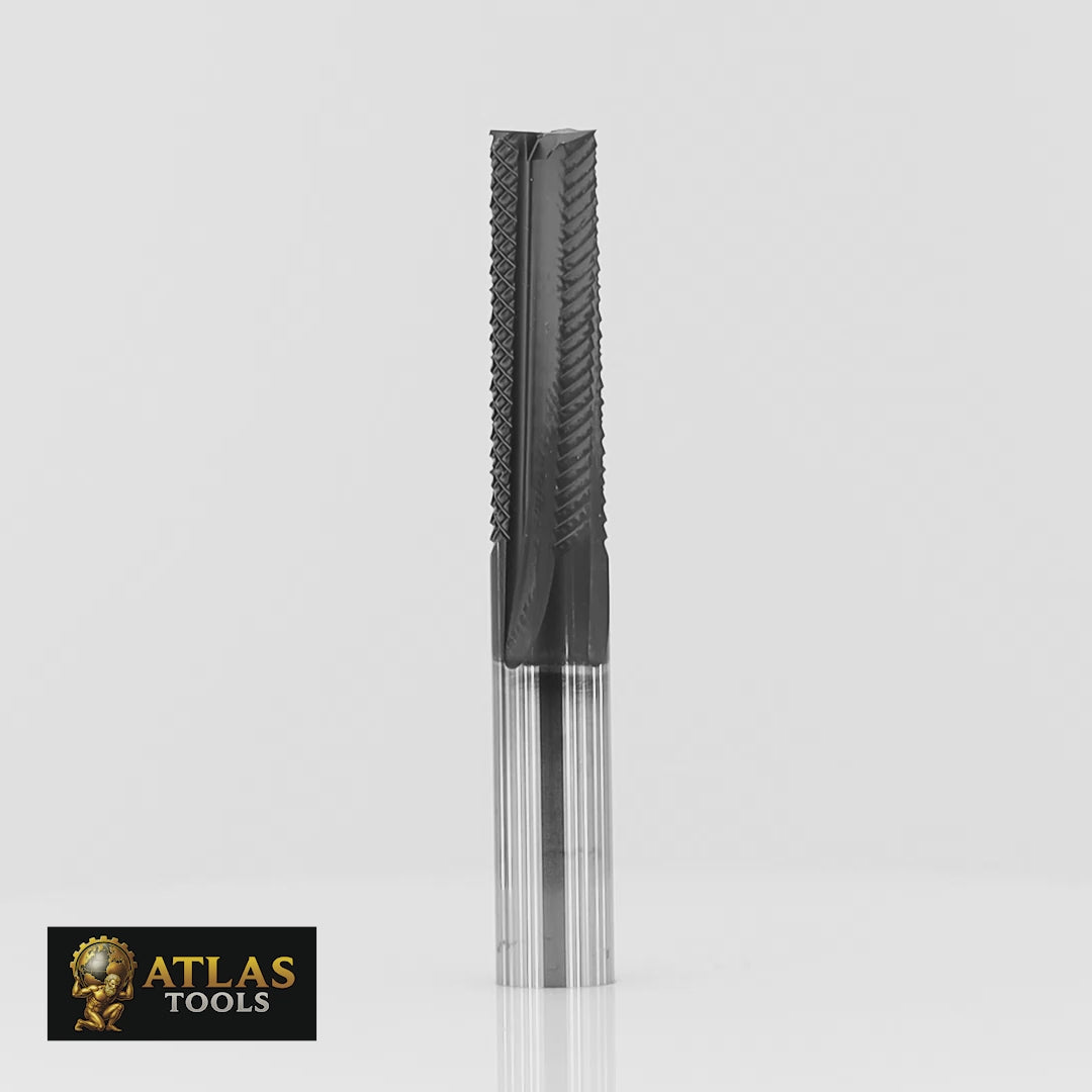 Atlas Tools Composite 8x25 Router Bit 4F CVD Diamond Coated Video Rotating 360 Degrees