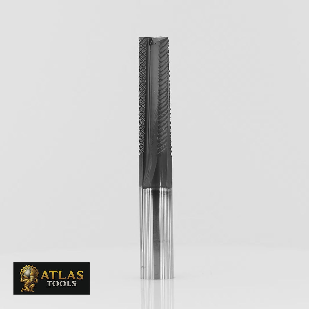 Atlas Tools Composite 8x25 Router Bit 4F CVD Diamond Coated Video Rotating 360 Degrees