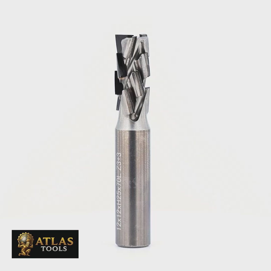 Atlas Tools Compression Spiral Router Bit PCD 12x25 VIDEO ROTATING