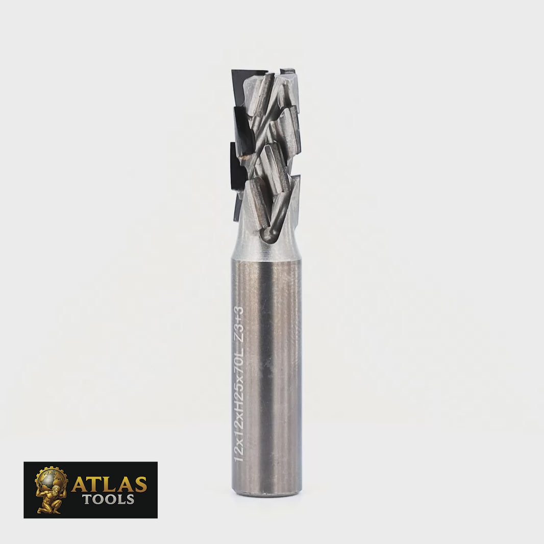 Atlas Tools Compression Spiral Router Bit PCD 12x25 VIDEO ROTATING