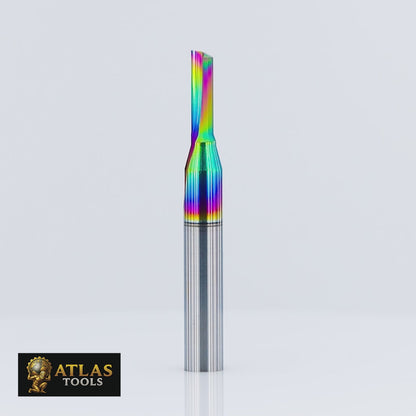 Atlas Tools Straight Flute Router Bit 4x12 DLC 1F Full Side View Video Rotating 360 degrees