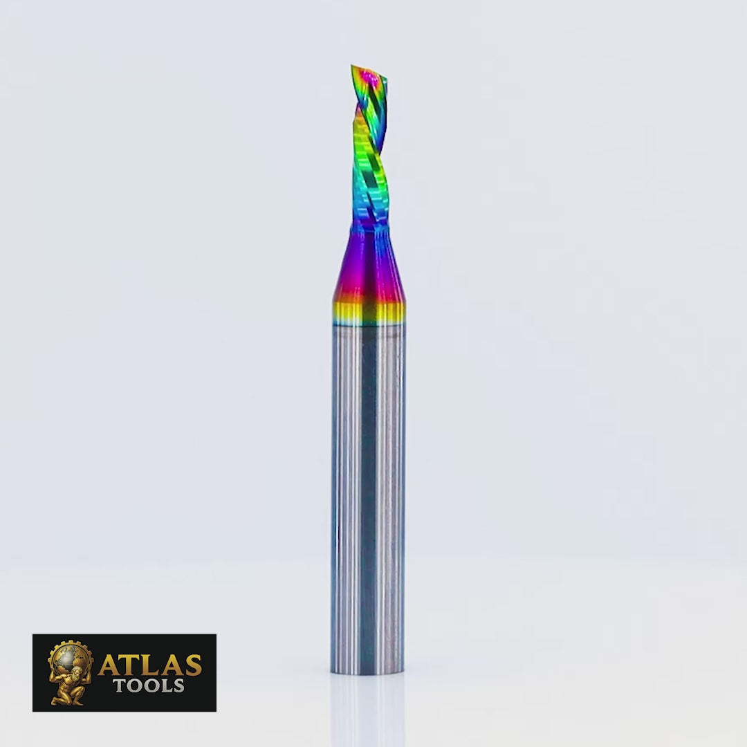 Atlas Tools Router Bit CS 3.175x12x6D DLC Coated Video Full View Rotating 360 Degrees
