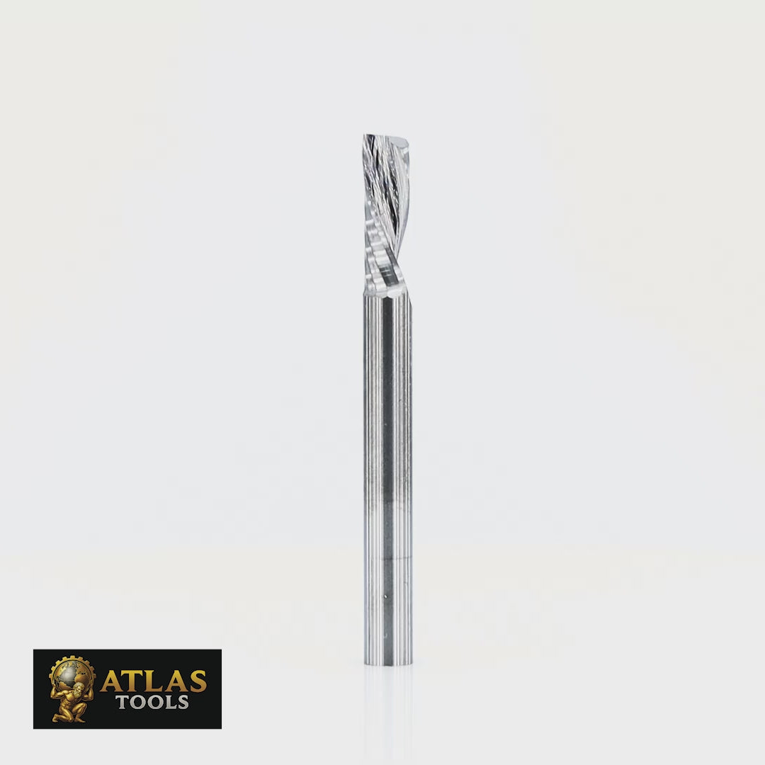 Atlas Tools Router Bit 4x12 Down Spiral General Purpose VIDEO ROTATING