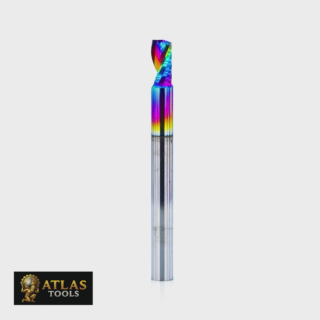 Atlas Tools Router Bit 3x6 Up Spiral General Purpose DLC VIDEO ROTATING