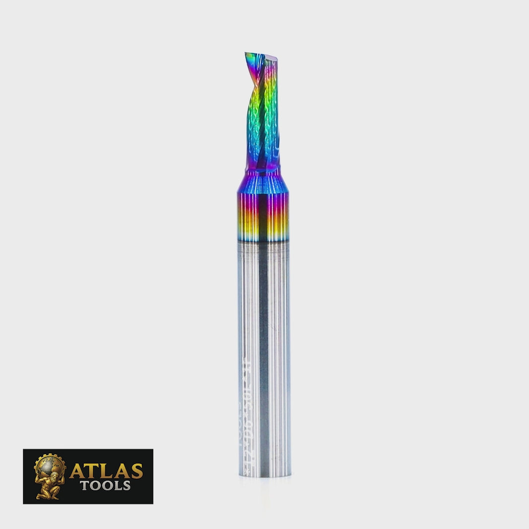 Atlas Tools Router Bit 4x12 6D Up Spiral Aluminium DLC VIDEO ROTATING