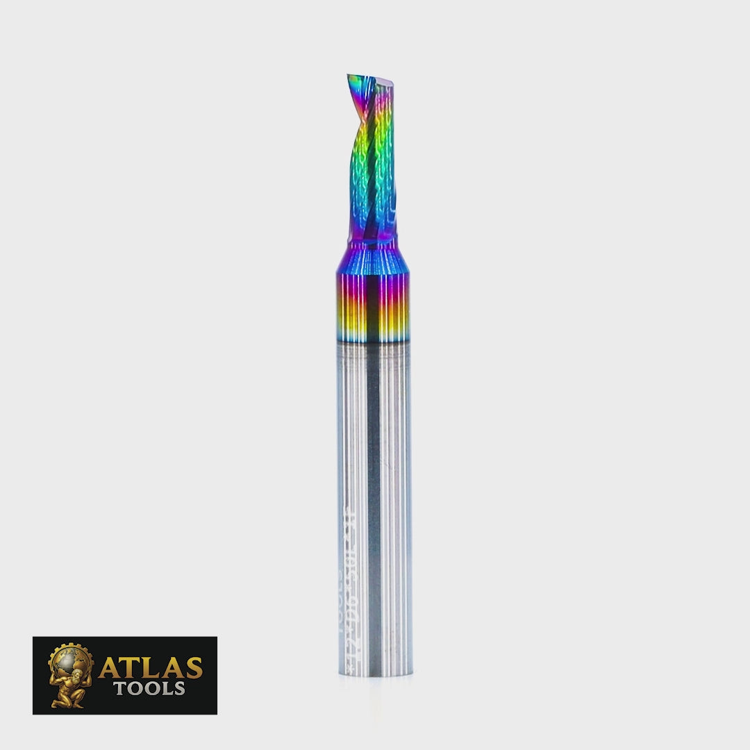 Atlas Tools Router Bit 4x12 6D Up Spiral Aluminium DLC VIDEO ROTATING