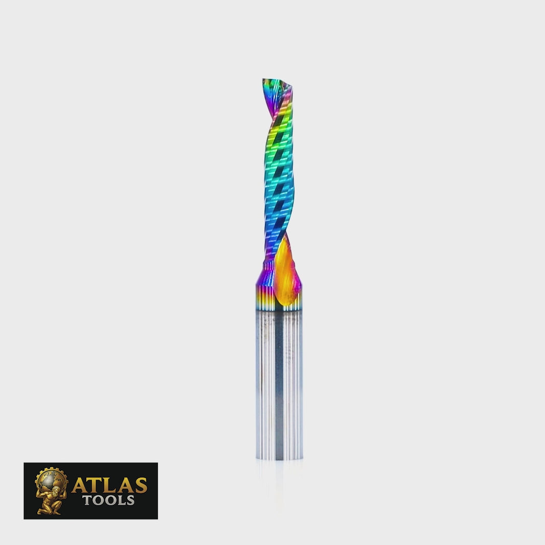 Atlas Tools Router Bit 4x22 6D Up Spiral General Purpose DLC VIDEO ROTATING